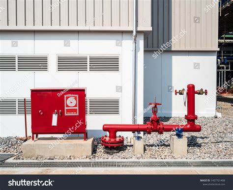 Fire Hose Cabinet Fire Hydrant Factory Stock Photo