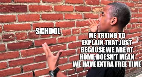 School Me Trying To Explain That Just Because We Are At Home Doesnt