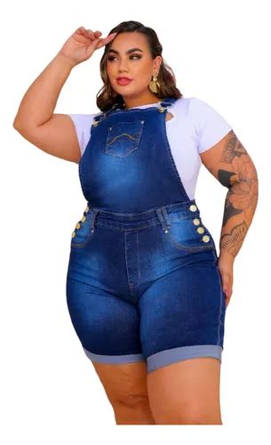 Macaquinho Jardineira Plus Size Lycra Suspens Rio Ao