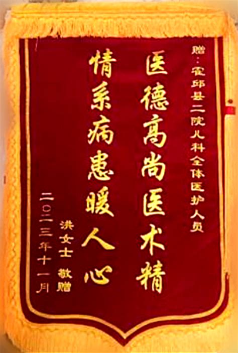 霍邱县第二人民医院——医德高尚医术精 情系病患暖人心——霍邱县二院儿科获锦旗