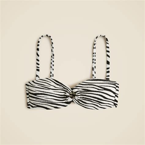 J Crew Bandeau Jacquard Bikini Top With O Ring For Women