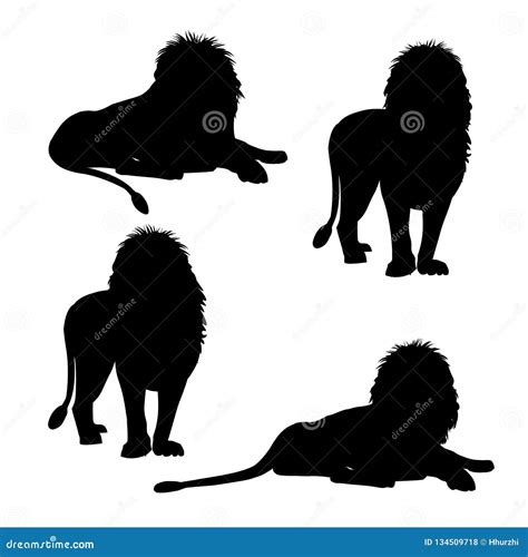 Set of silhouettes of lion stock vector. Illustration of background ...