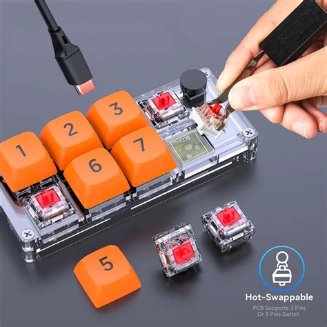 Механическая мини-клавиатура с 8 клавишами, программируемая Arduino ...