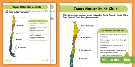 Mapa y Guía de trabajo de las Zonas Naturales de Chile