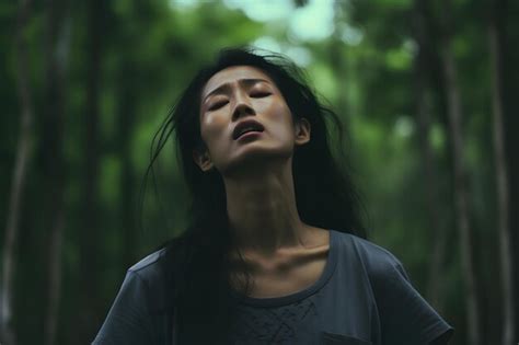 Premium AI Image Asian Woman Lost In Forest At Summer Day Neural