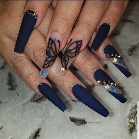 Pin By Vianey Banda On Nails Designs Blue Acrylic Nails Navy Blue