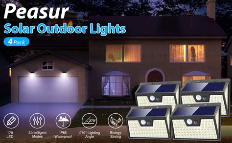 Peasur Solar Lights Outdoor Garden Upgraded Solar Security Lights