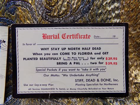 Get Planted Beautifully Burial Certificate Collectors Weekly