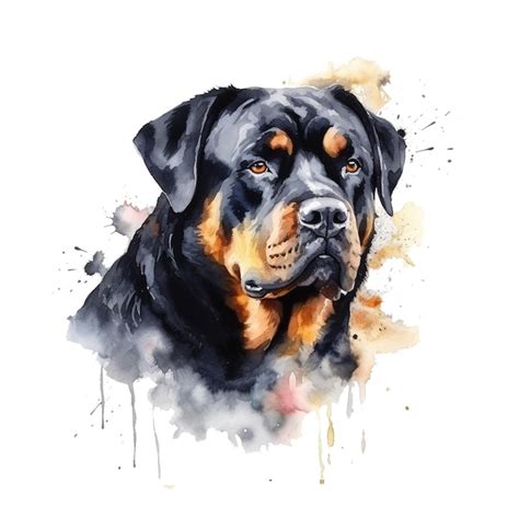 Acuarela De Un Perro Rottweiler Foto Premium