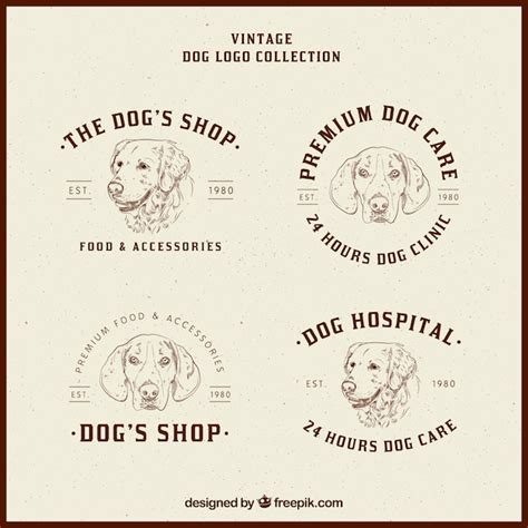 Premium Vector Set Of Four Dog Logos In Vintage Style