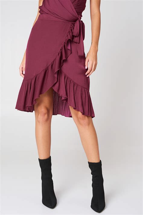 Wrap Over Frill Skirt Red Na