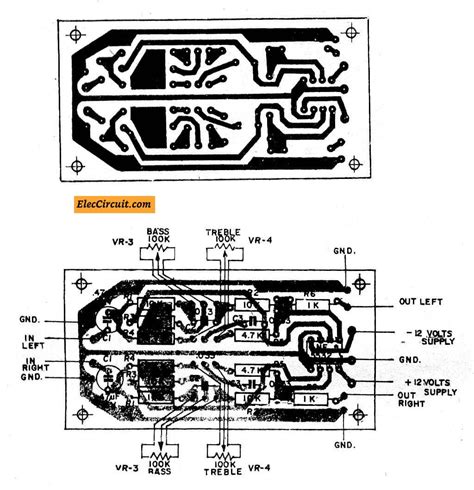 PCB layout of simple pre tone control use one NE5532 Mini Amplifier