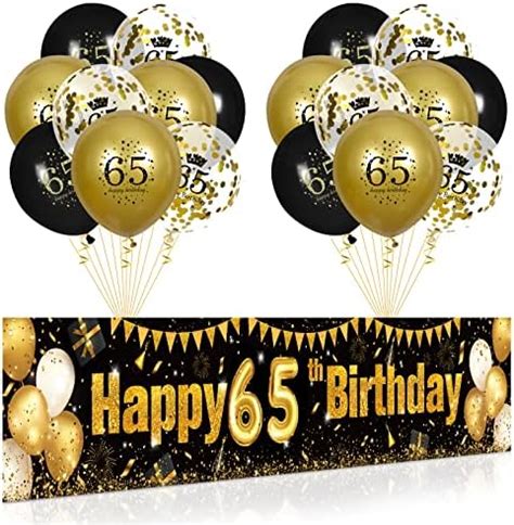 65th Birthday Decorations For Men Women Black Gold Black And Gold