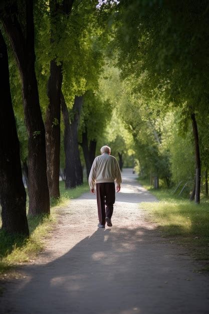 Un Hombre Mayor Caminando Por Un Sendero En El Parque Creado Con Ia