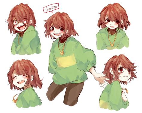 Safebooru D Androgynous Blush Stickers Brown Hair Chara Undertale