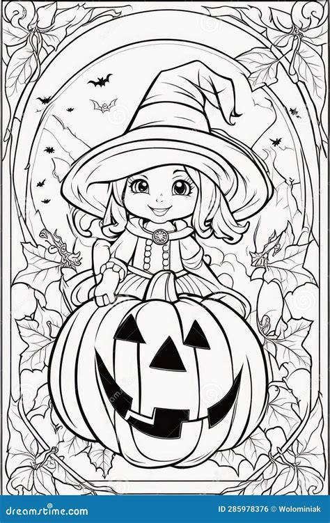 Coloring Book Halloween Characters Pumpkin Stock Illustration