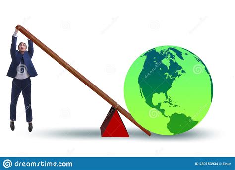 Businessman Lifting The Earth In Challenge Concept Stock Illustration