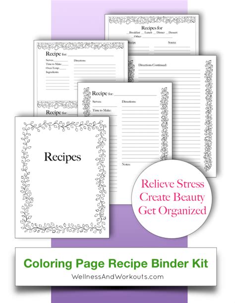 Printable Recipe Binder Kit Coloring Pages