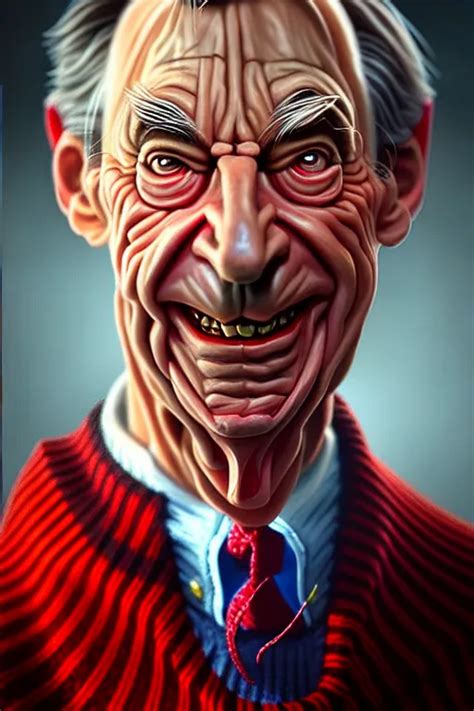 Hyper Realistic Portrait Painting Of Evil Mr Rogers Stable Diffusion