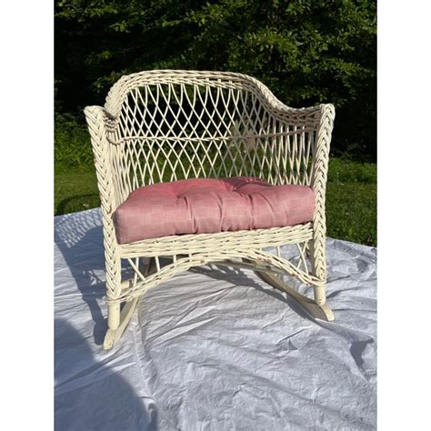 Antique White Wicker Rocking Chair | Chairish