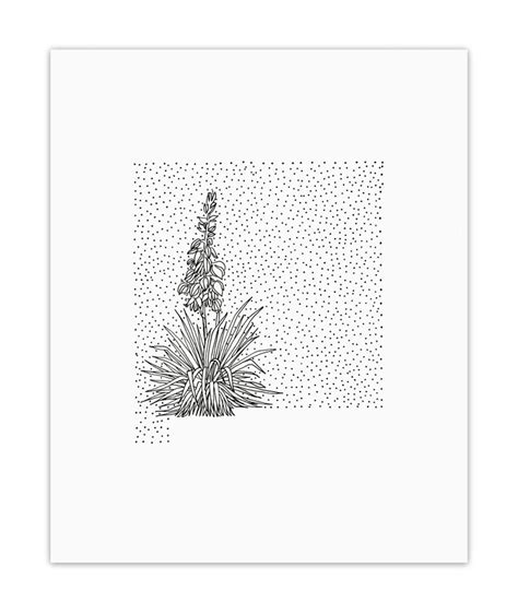 New Mexico Yucca State Flower Drawing Giclee Print | Etsy