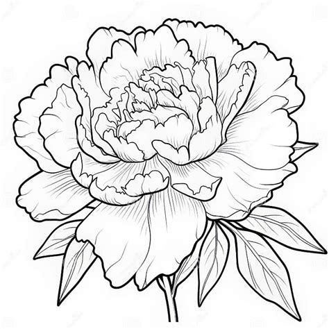 Detailed Peony Flower Adult Coloring Page With Simplistic Vector Art