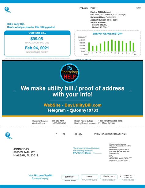 Create Fake Utility Bill Florida Fpl Electric Bill Statement