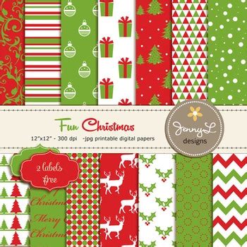 Christmas Digital Paper, Red and Green Christmas Papers, Poinsettia Digital