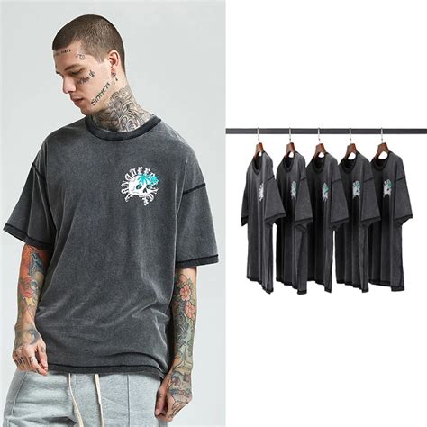 Men T Shirt Streetwear Dark Printing Loose Oversized Tee Casual Hip Hop