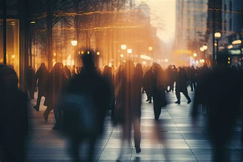 Crowd of people walking in the city at night, motion blur, Blurred ...