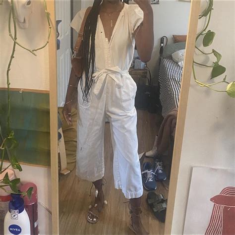 Zara Women S White Jumpsuit Depop