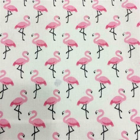 Tissu Coton Motif Imprim Flamant Rose Blanc Vente De Tissus Au M Tre