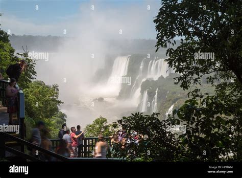 Foz do Iguaçu Brazil 16th February 2017 View of visitors on Trilha