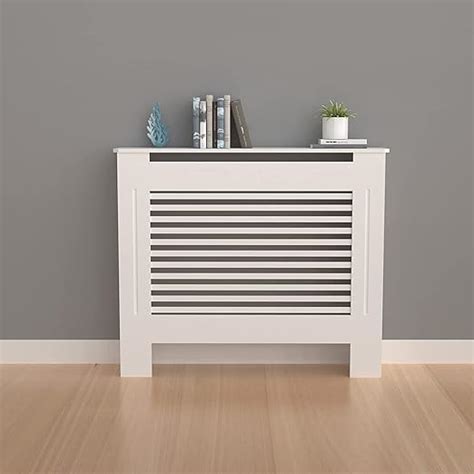 High Radiator Cover Wood Cabinet 36 Inch Height White Small Heater Covers Horizontal Slats