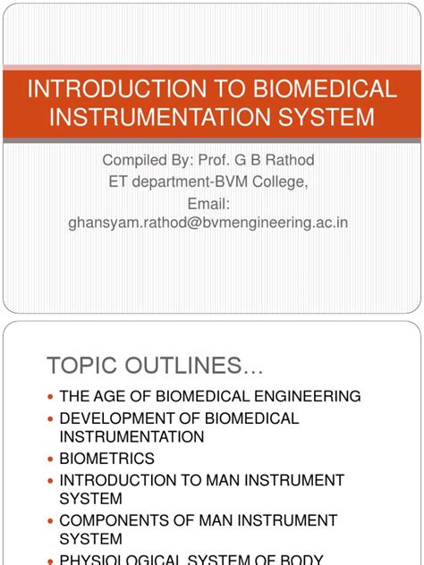 Introduction To Biomedical Instrumentation System | PDF | Biomedical ...