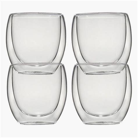 Buy Neo 4 Piece Borosilicate Double Wall Glass Cup Set 80 Ml Online In Uae Homebox