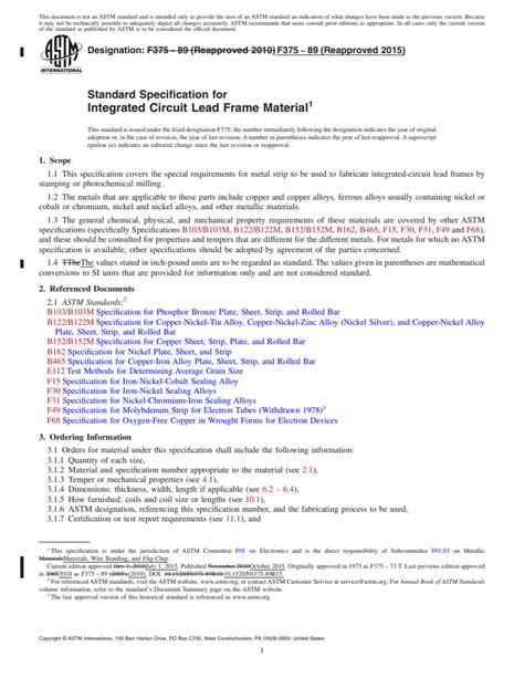 ASTM F375 89 2015 Standard Specification For Integrated Circuit Lead