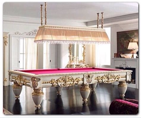 Pink Pool Table With Stunning Chandelier Lighting