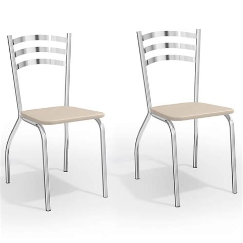 Cadeiras Kit 2 Cadeiras Portugal Cromada Nude Kappesberg