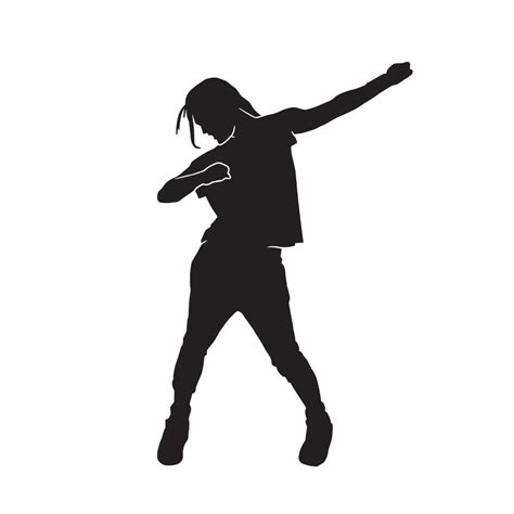 Female Hip Hop Dancer Woman Street Break Dance Vector Silhouette On