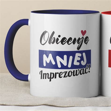 Kubek Z Granatowym Wn Trzem I Uszkiem Obiecuj Mniej Imprezowa