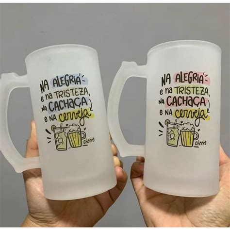 Kit Canecas De Chopp De Vidro Jateado Personalizada Elo