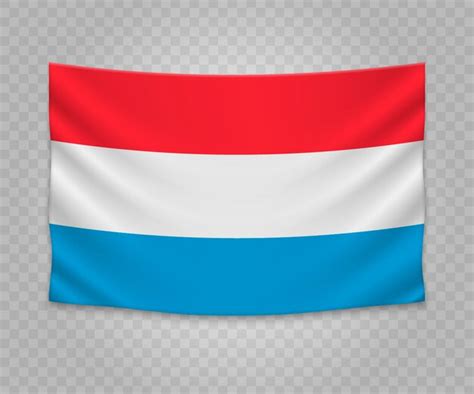 Bandera Colgante Realista De Luxemburgo Vector Premium