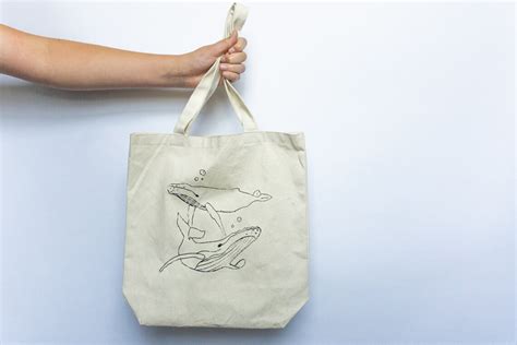 Whale Canvas Tote Bag 13 5x13 5 Etsy