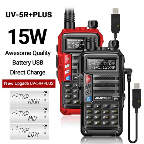 Baofeng Uv R Plus W Uhf Vhf Tri Power Walkie Talkie Km Usb Long