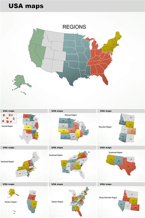 Maps of USA - United States Regions PowerPoint maps | United states ...