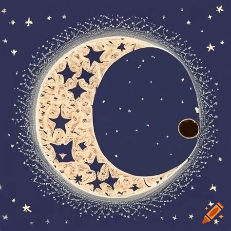 Moon And Star Embroidery Seamless Pattern On Craiyon