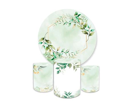 Kit Capa Painel Trio Cilindros Floral Verde Loja Bibi Painéis