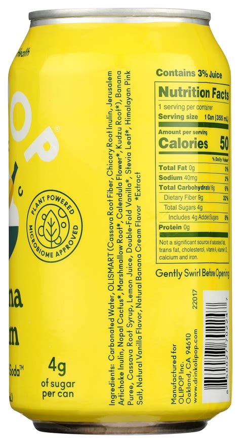 Buy OLIPOP Banana Cream Prebiotic Soda 12 FZ At Ubuy Australia