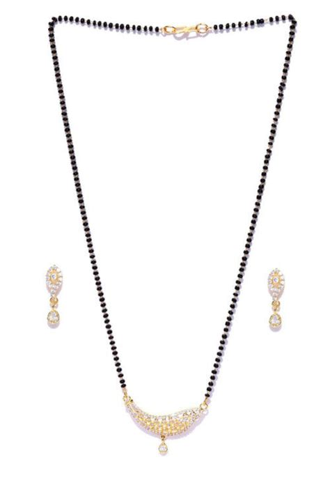 Gold Plated American Diamond Studded Mangalsutra Set Jcu